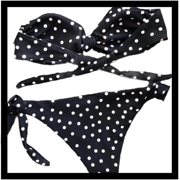 Boutique Swim | Two Piece Polka Dot Swimsuit Black White Nwt | Poshmark